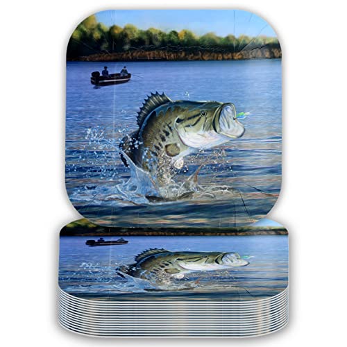 Havercamp Fishing Plates-24 Pack-9 Inch Square-Gone Fishin Party