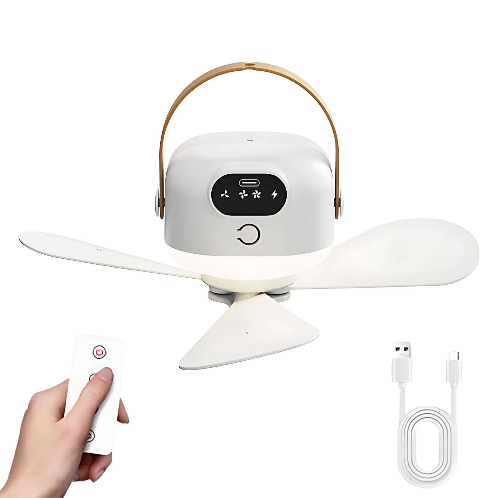 Ventilador a pilas con luz LED regulable y mando a distancia