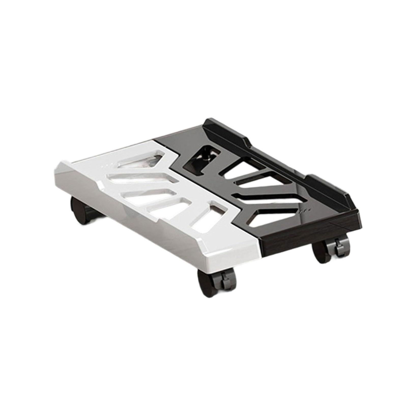 Msioytog Black And White Colo Mobile Cpu Stand With 4 Casters Wheel Floor Standing Host Stands Mobile Cart Holder Computer Tower Stand Adjustable Computer Tower Host Mount