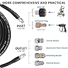 100FT Sewer Jetter Kit for Pressure Washer, 5800 PSI Water Jet Drain Cleaner Hose Corner Rotating Button Nose Sewer Jetting Nozzle 1/4 Inch NPT, Sewer Jetter Nozzles Kit with Spanner Handle Strap