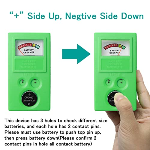 Button Cell Battery Checker Portable 1.5V 3V Button Cell Battery Checker Battery Tester Meter Tool For Lr44 Cr2032 Cr2025 Button Cell (Green) #TOP1