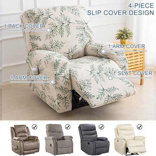 Image of Eco-Ancheng Recliner Slipcovers 4-Pieces Lazyboy Recliner Covers Recliner Couch Covers Recliner Chair Cover Non Slip Reclining Slipcovers with Storage Pockets Furniture Protector for Living Room,14