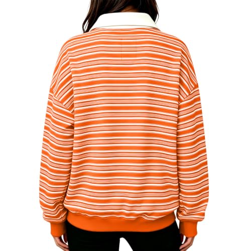 Striped Shirt Women Dressy Casual Long Sleeve Polo Shirt Fall Outfits 2026 | Loose Fit, Office, Lightweight, Workout, Business, Holiday, Vacation, Work Blouses, Travel Outfits, Fashion Clothing 2026 - image 3