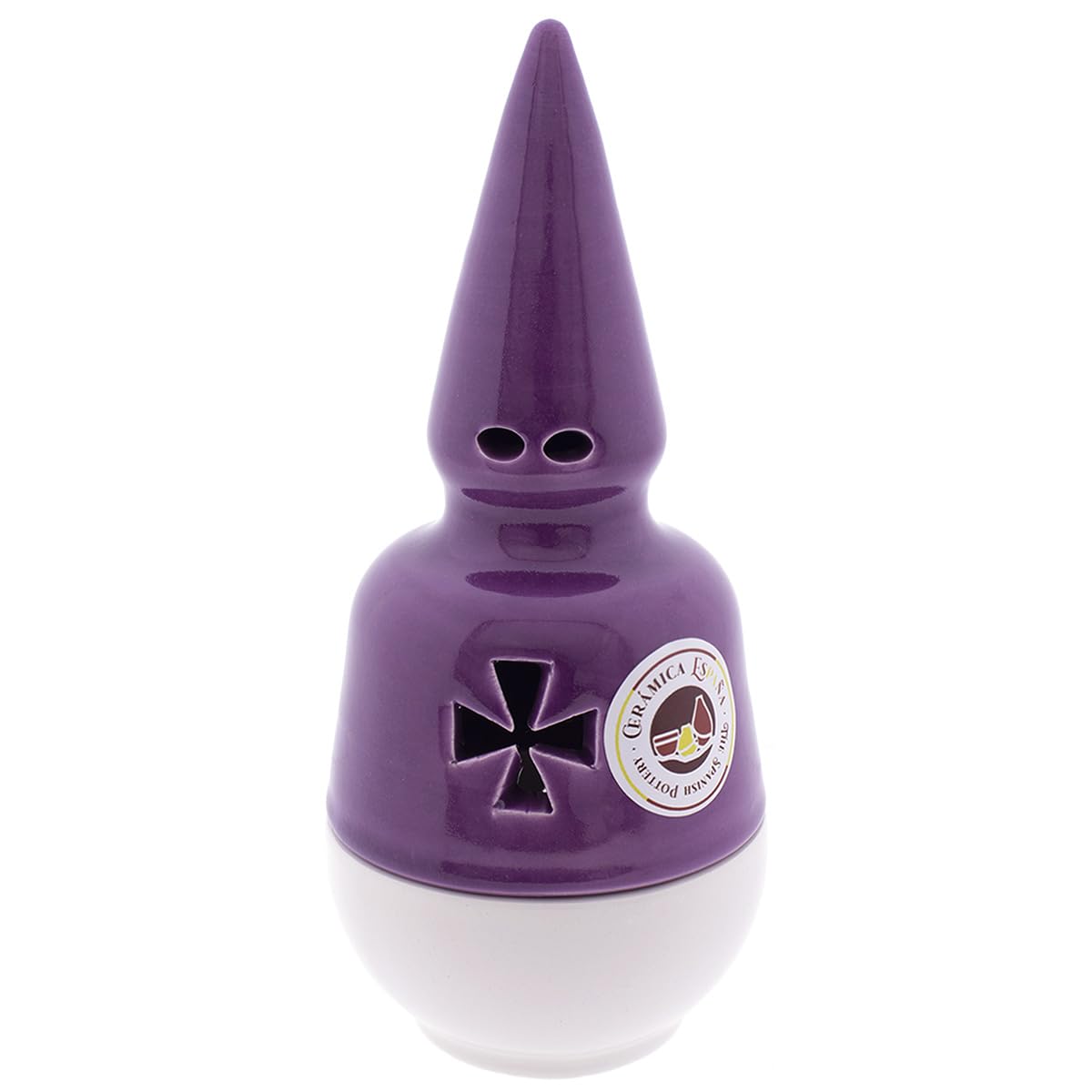 CERÁMICA ESPAÑA | Incensario nazareno Bianco-Viola | Incensari religiosi | Incensari di fango | Incensari originali | Incensario Settimana Santa | 9x9x20 cm