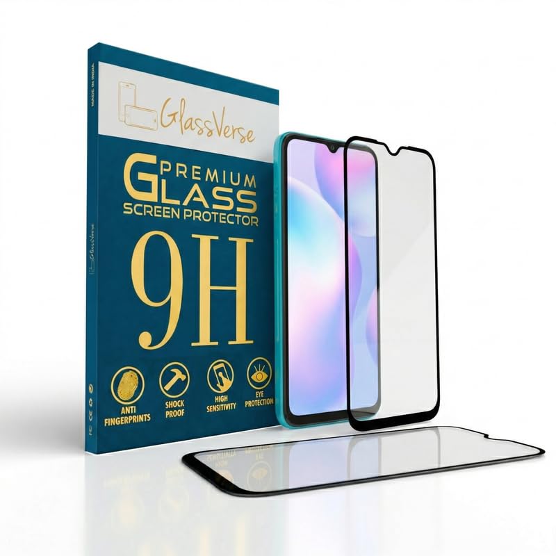 Image of GlassVerse SuperD Oleophobic Tempered Glass For Redmi 9A Sport (Pack Of 2) with Free Installation Kit Full screen Coverage Free Replacement If Received Damaged - 6.53 inch