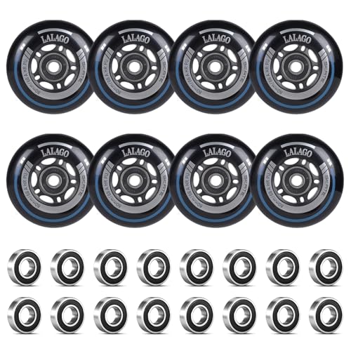 LALAGO Roues de Rollers en Ligne 80mm, Lot de 8 Roues de Patins à Roulettes de Rechange Avec Roulements ABEC 9, 88AHRPU, pour K2 Hudora Gonex Apollo