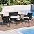 Shintenchi 4 Piece Outdoor Patio Furniture Sets, Small Wicker Patio Conversation Furniture Rattan Chair Set with Tempered Glass Coffee Table for Backyard Porch Garden Poolside Balcony,Black