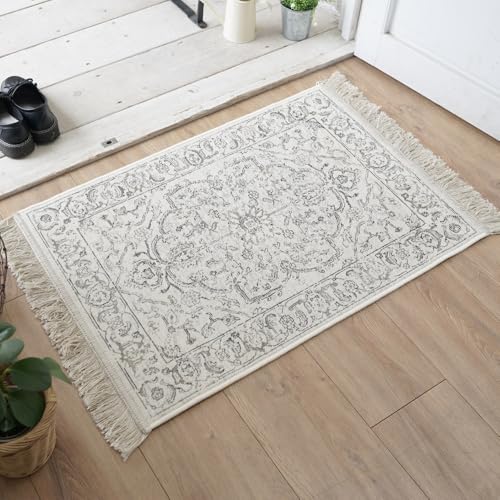ERARE マット 玄関マット モケット織り 60×85cm 914264 クリーム 室内マット 滑り止め ベルギー製 じゅうたん 絨毯 おしゃれ ペルシャ絨毯 オールシーズン ブルッセ