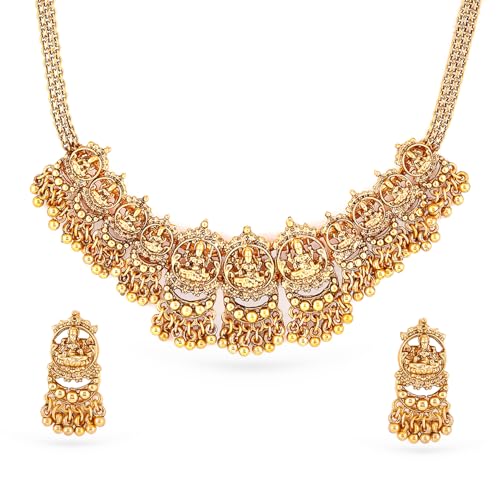 Image of Rubans Gold Plated Temple Necklace Set Traditional Statement Jewellery Gift for Women & Girls