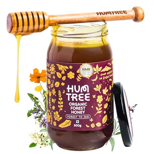 Image of HUMTREE - Wild Forest Honey, Organic Pure- 500gms with FREE Dipper | NMR Tested Honey 100% Pure, No adulteration | Natural Nectar Multi Flora Wild Forest Honey | Rich in B-complex vitamins | Chemical Free, No Sugar Syrup | Sourced from Wild Forests of Himachal