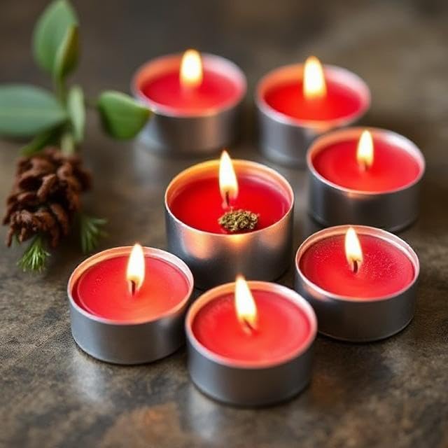 Image of Unscented Tea Light Candles | Soy Wax Blend Long-Lasting with Cotton Wick | Perfect for Home Decor, Parties, Weddings, and More | Set of 100 (Red)