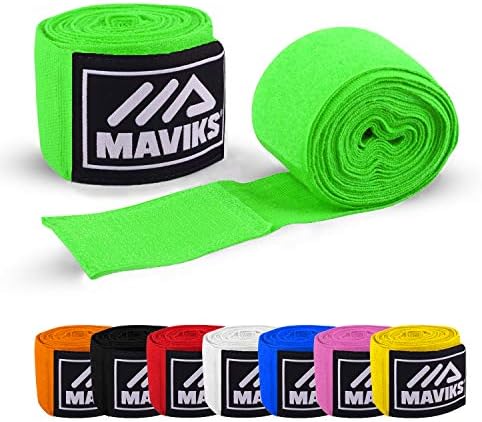 MAVIKS Boxing Hand Wraps 180 inch Bandages for Martial Arts Kickboxing Muay Thai MMA Training Sparring Inner Gloves for Men Women Mitts Protector with Thumb Loop (Green)