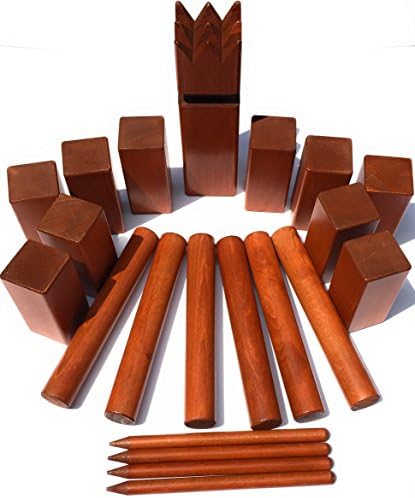 Kubbspel Classic Kubb Game Set Official U.S. Tournament Regulation Size Premium Dark Finish Hardwood (Made in Italy) 19.8 lbs.