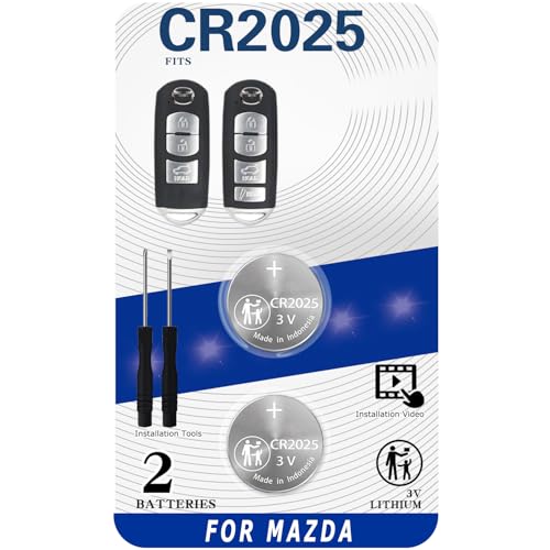 Key Fob Battery Replacement for Mazda CR2025 (Pack of 2)