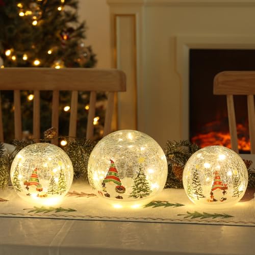 Decoraciones de mesa de Navidad con gnomos brillantes y luces LED programables 3