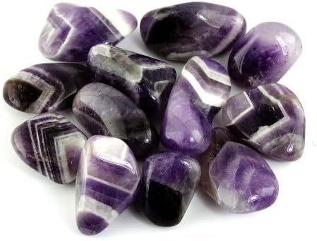 Crystal Allies Materials: 1/2lb Bulk Tumbled Chevron Banded Amethyst Quartz from South Africa - Large 1" Polished Natural Stones for Reiki Crystal Healing *Wholesale Pound Lot*