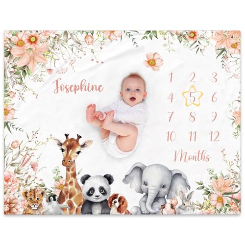 NIBESSER Personalisierte Baby Meilenstein Decke Monatsdecke Kinder Kuscheldecke Flauschige Babydecke Neugeborenen Geschenk Kuscheldecke