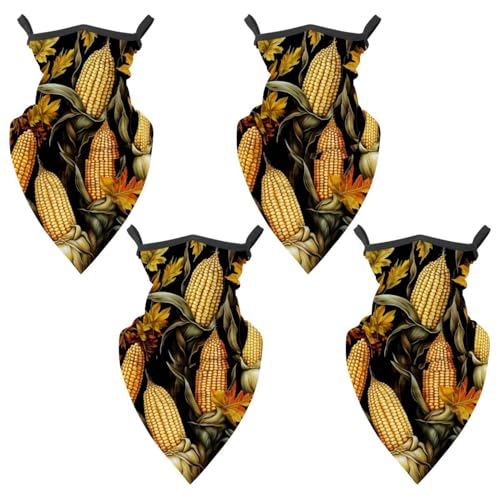 4 Pieces Thanksgiving Corn Neck Gaiter Bandana Face Mask, Sun Cooling Scarf Gator Cover Head for Men Women