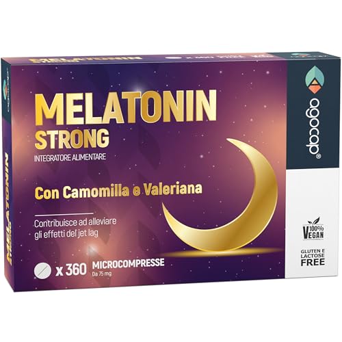 Melatonina per dormire con Camomilla e Valeriana. Melatonina forte, 1 mg con 365 minicompresse....