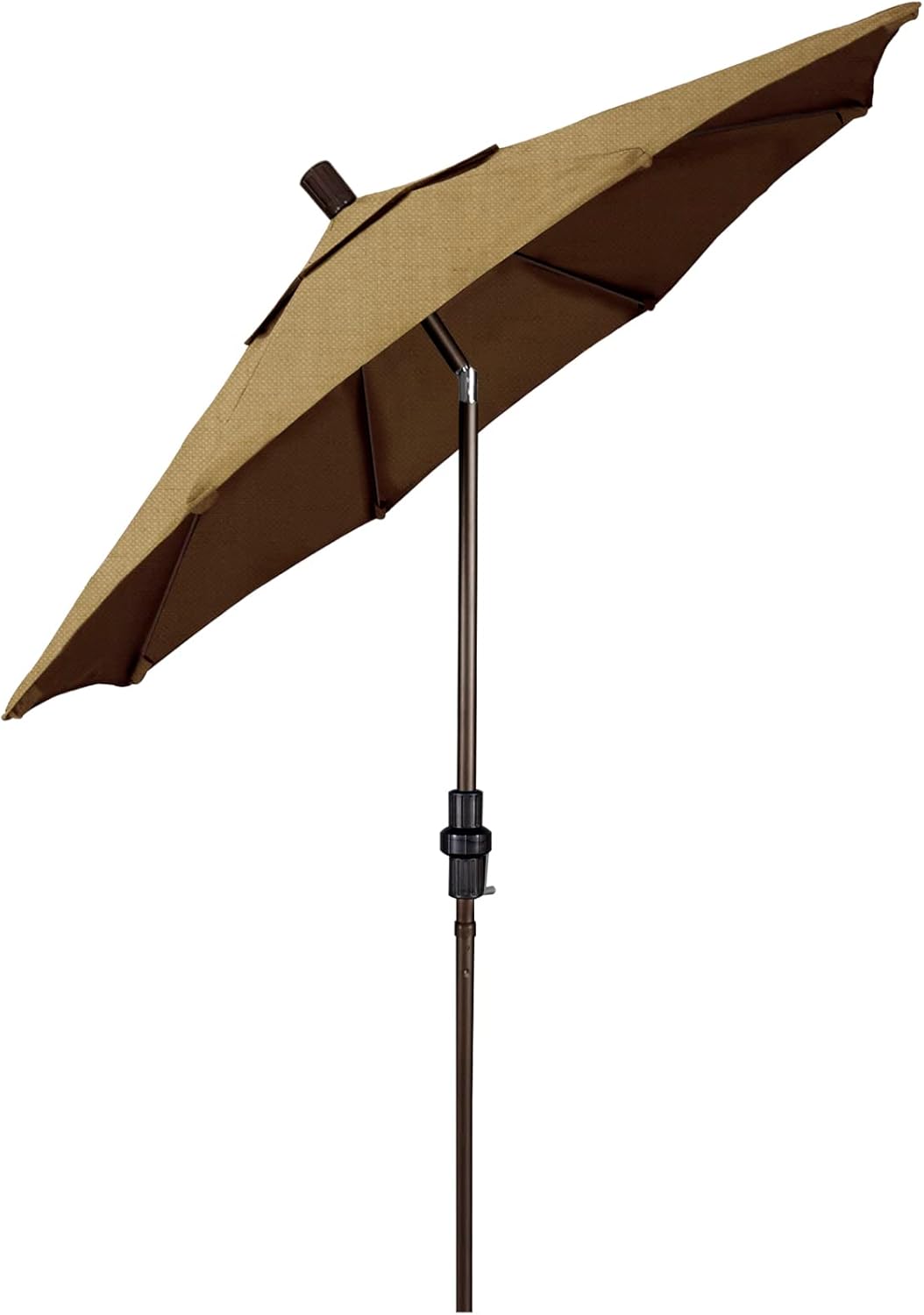 California Umbrella 7.5' Round Crank Lift, Collar Tilt, Aluminum Pole, Fiberglass Rib Patio Umbrella, Bronze Finish