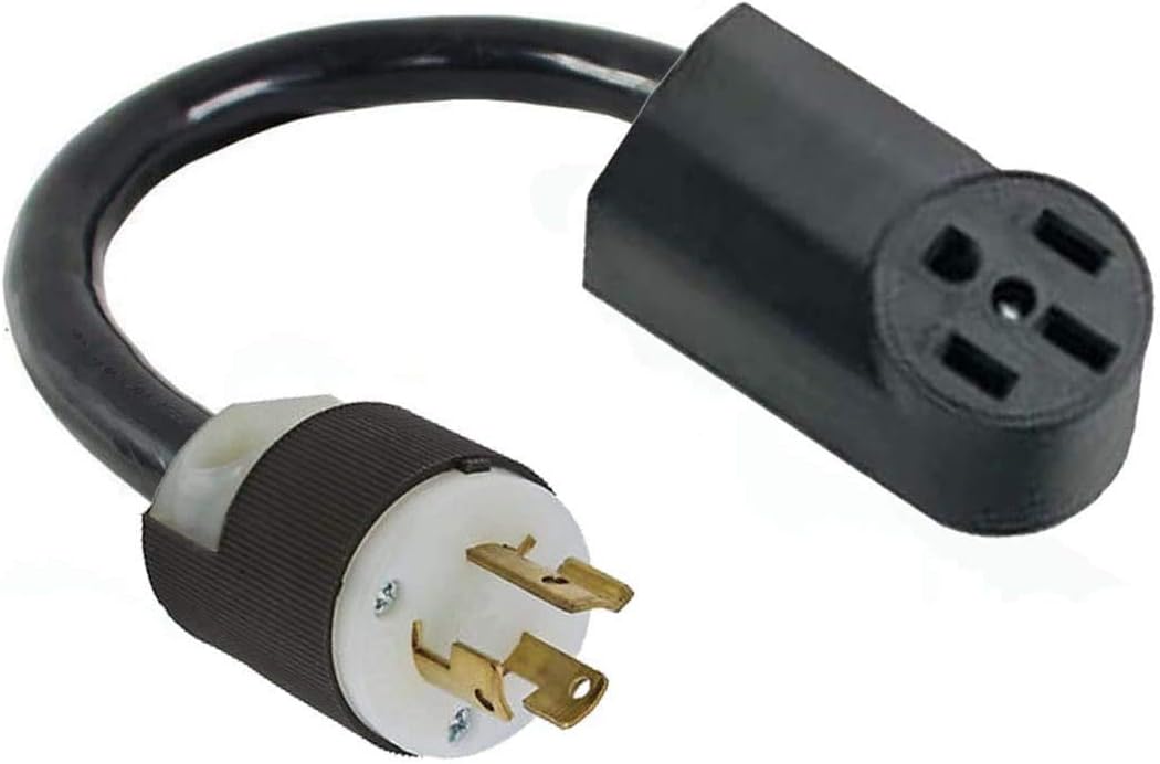 L6-15P 3-Pin Twist Lock Male Generator Plug To 14-50R 4-Prong Female Stove Range Oven Cable Receptacle Socket Converter. Electric Power Outlet Cord Adapter, 220/250V input 220/250V Output, FX546