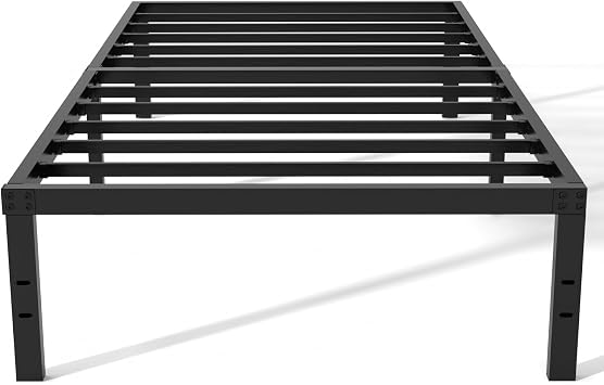 Metal Platform Bed Frame - Small Package Practical Iron 14 H Bed Frame Twin Size No Box Spring Needed Durable Frame, Black