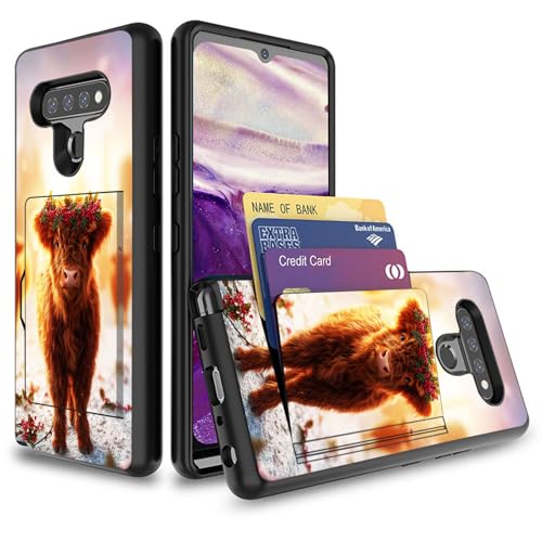 Vobber for LG Stylo 6 Case,Wallet Case Hidden Card Slot Holder Shockproof TPU and PC Dual Layer Protective Case Cover for LG Stylo 6,Baby Highland Cow
