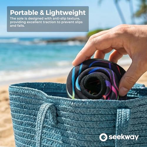 Image of SEEKWAY Water Shoes Women Men Adult Quick-Dry Aqua Socks Barefoot Non Slip for Beach Swim River Pool Lake surf Black SK002(U)