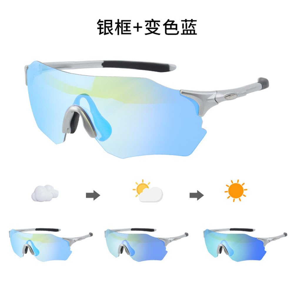 Fotochromowe okulary przeciwsłoneczne do jazdy na rowerze z kolorową folią dla mężczyzn i kobiet, do uprawiania sportów na świeżym powietrzu i biegania, ochrona przed promieniowaniem UV