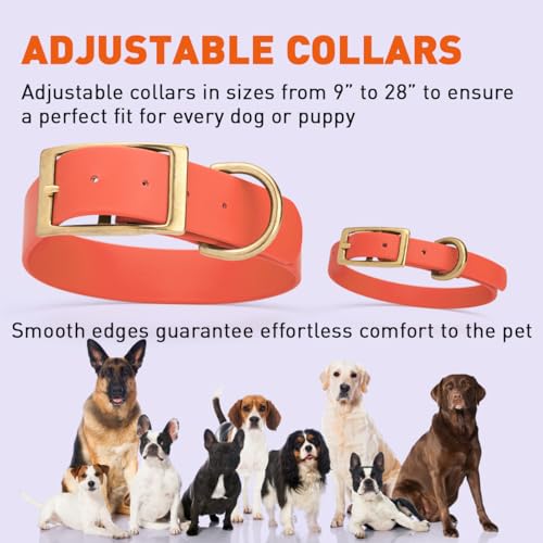 Image of Viper Biothane Heavy Duty Waterproof Dog Collar Strong Coated Nylon Webbing w /Solid Brass Hardware Odor-Proof Easy to Clean High Performance Fits Small Medium or Large Dogs, Coral