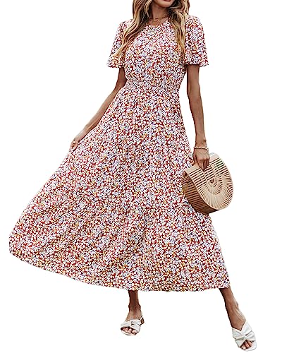 Image of PRETTYGARDEN Women's Casual Smocked Boho Floral A-Line Maxi Dress 2026