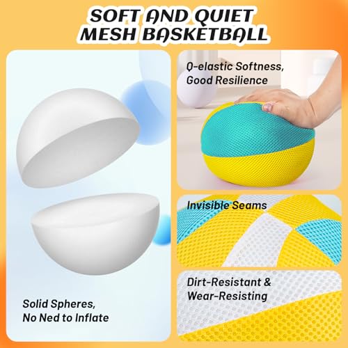 Soft and Safe Indoor Silent Basketball Size 7 29.5, Dribble Dream Silent Ball, Quiet Basketball Dribbling, Hush Hand Foam Basketball for Inside Your Home Yard,Fun Toys Perfect Kids Basketball Training