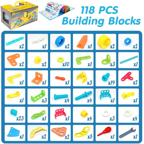keefun STEM Toys for 4 5 6 7 8+ Year Old Boy Girl Birthday Gift, Building Toys for Kids Ages 4-8 6-8 4-6 Blocks Sets Stem Kits 5-7 4-7 3-5 Educational Learning Construction Engineering Car Truck Games — view 6