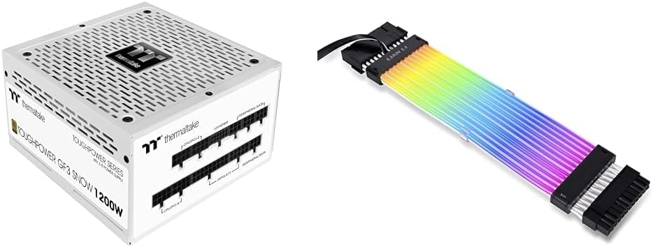 Thermaltake Toughpower GF3 Snow Edition 1200W 80+ Gold Full Modular SLI/Crossfire Ready ATX & Lian Li Strimer Plus V2 24 Pin (PW24-PV2) -Addressable RGB Power Extension Cable