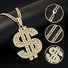 PROUSKY Gold Colour US Doller Shape Hip Hop Costume Necklace Gold Metal Chain 80s 90s Hip Hop Accessories for Man Women Fancy Dress Carnival Accessories Party Supplies #2