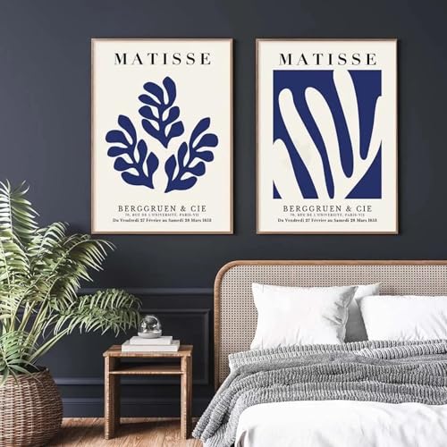 Affiche Matisse Bleu Floral 50x70 cm | Toile Murale Abstraite sans Cadre