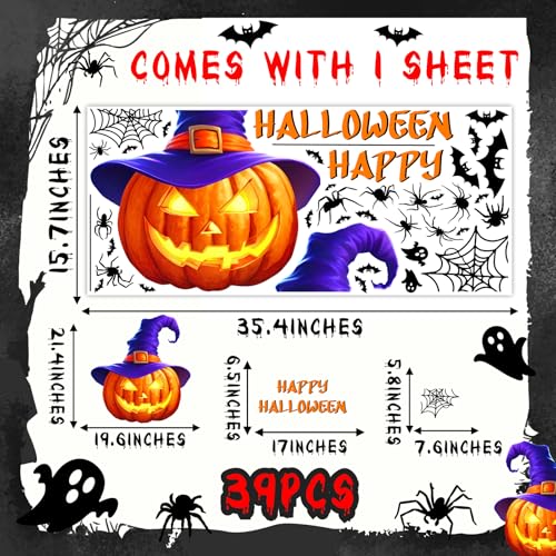Vinilo decorativo Halloween grande con calabaza y murciélago miniatura 5
