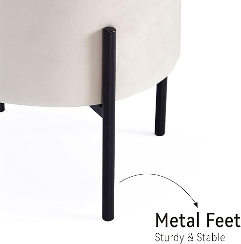 Miniatura 8 de Get Set Style Taburete de tocador multifuncional, taburete redondo otomano con patas de metal, muebles decorativos modernos para sala de maquillaje,