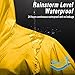 SaphiRose Mens Long Hooded Safety Rain Jacket Waterproof Emergency Raincoat Poncho (Yellow, L)