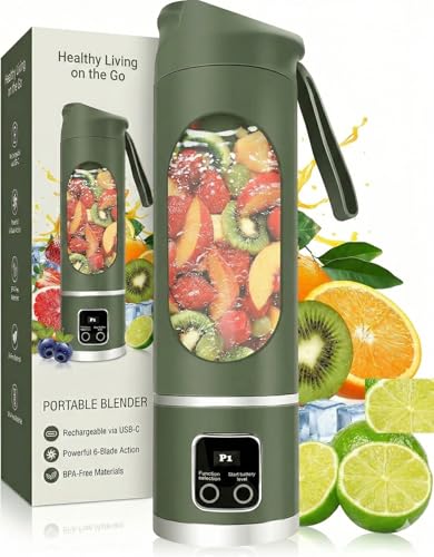 Image of 10 Blade Usb-JuicerBottle Portable Usb Juicer Electric Usb Juice Maker Mixer Bottle Blender Grinder Mixer,10 Blades Rechargeable Bottle, Shake Fruit & Vegetable, Juice Blender,Grinder (Green)