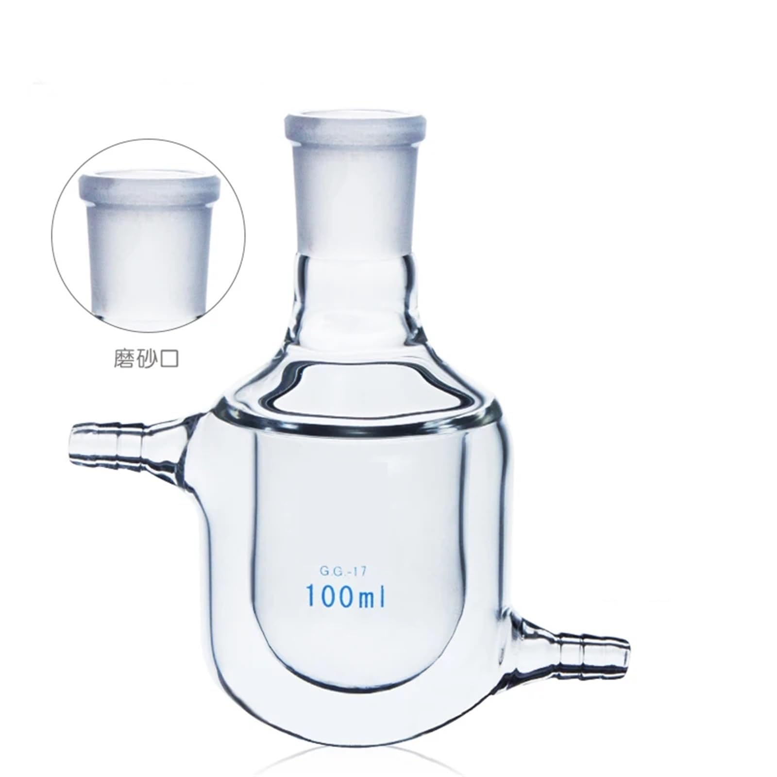 1 botella de reacción de cuello único con camisa, matraz de vidrio de borosilicato de pared gruesa, reactores de planta piloto con camisa, laboratorio(500ml Caliber 24mm)