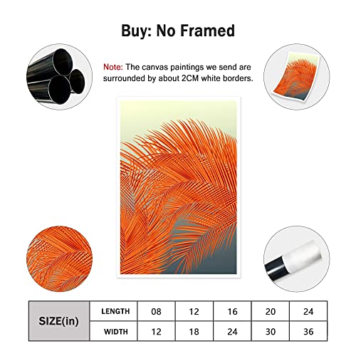 Eorntdy Canvas Wall Art Unframe Tropical Orange Leaves Pictures Painting Canvas Paintings Leaves Wall Art For Living Room Bathrooms Home Modern Office Decor Canvas Art Wall Decor 12X18Inch #TOP1