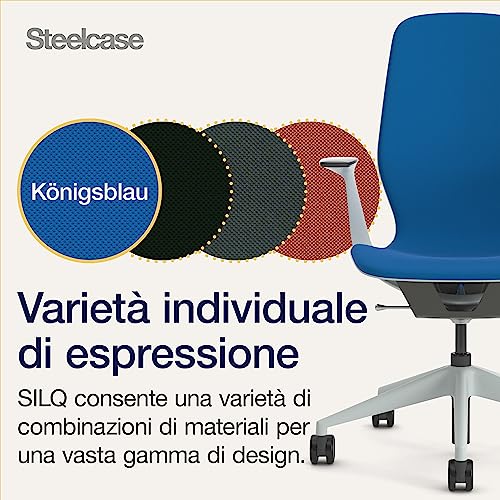 SILQ Sedia ergonomica regolabile in altezza, schienale Seagull/Carbon Metallic e rivestimento Royal Blue - Sedia gaming - Immagine 6