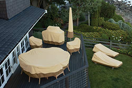 Classic Accessories Veranda wasserabweisende Abdeckung für rundes Gartentisch & Stühle-Set, Pebble/Bark/Earth (238cm… – Bild 8