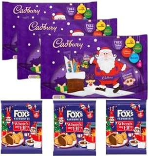 Kids Christmas Chocolate Gift Set - Cadbury Dairy Milk Selection Pack 89g x3 with Elf Favourites Biscuits x3 - Childrens Christmas Chocolate Gift - kids Xmas Eve Box Stocking Filler
