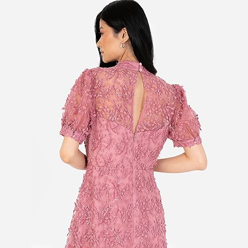 Robe cocktail Maya Deluxe brodée à sequins scintillants et col montant col de cygne