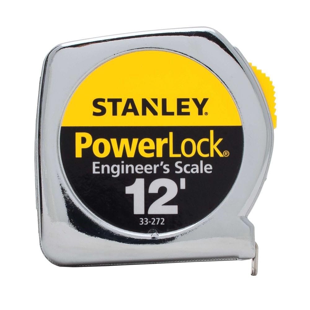 STANLEY PowerLock Tape Measure, Heavy-Duty, Engineer’s Scale with Metal Case, 12-Foot (33-272)