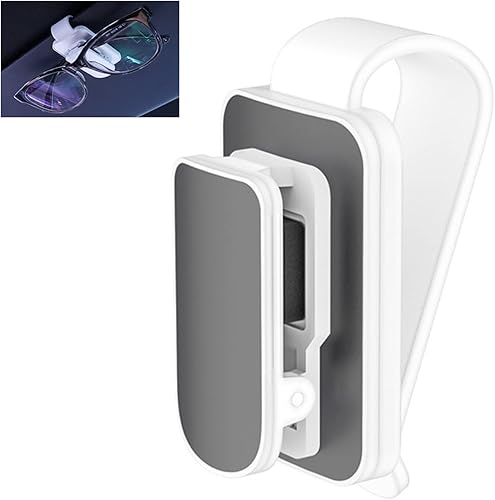 BELOMI Soporte para lentes para visera solar de automóvil, clip de metal para colgar lentes de sol, soporte para anteojos con alfombrilla de