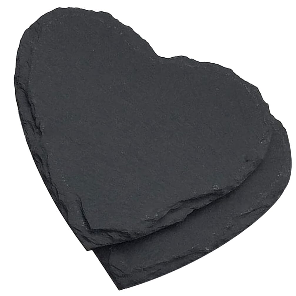 BESTonZON 2pcs Dessert Trays Slate Glass Coasters for Drinks Pizza Container Steak Tray Pizza Serving Tray Heart Stone Dish Appetizer Dishes Pasta Plate Food Dish Snack Food Plate Rock Mini