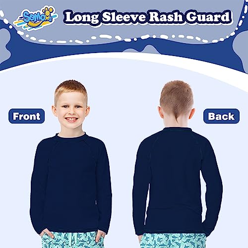 Rash Guard For Boys Long Sleeve Swim Shirt For Toddler Kids 7-8 Years Navy Blue Rashguard Water Shirt Swimming Shirt Upf+ 50 #TOP5